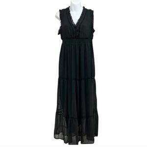 Christina B Elegant Black Sleeveless Maxi Dress